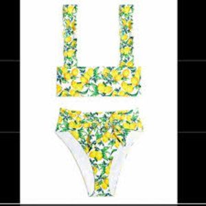 Onia X WeWoreWhat Lemon Print Bikini